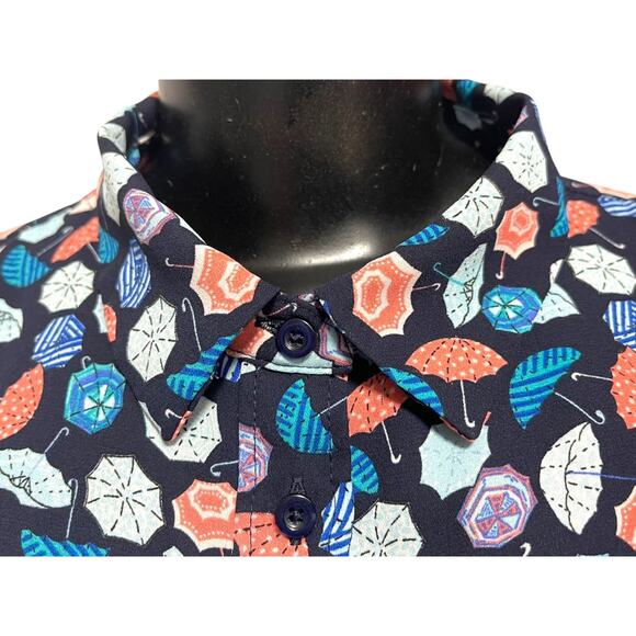 Large Talbots Button Up Collared Sleeveless Umbrella Patterned Shirt - Picture 6 of 12
